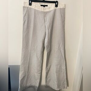 Joe's Jeans Cream and Black Pinstripe Wide Leg Trousers